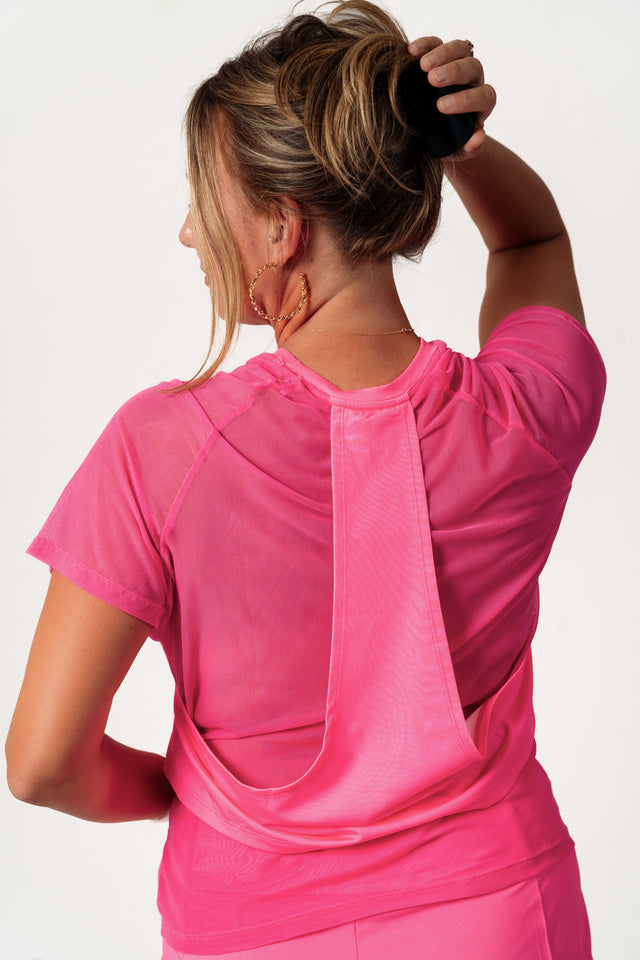 Pink Jersey/Mesh T-Shirt