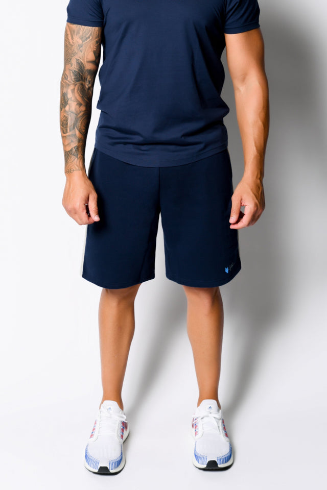 Navy/Lt. Sports Htr. Sweat Shorts