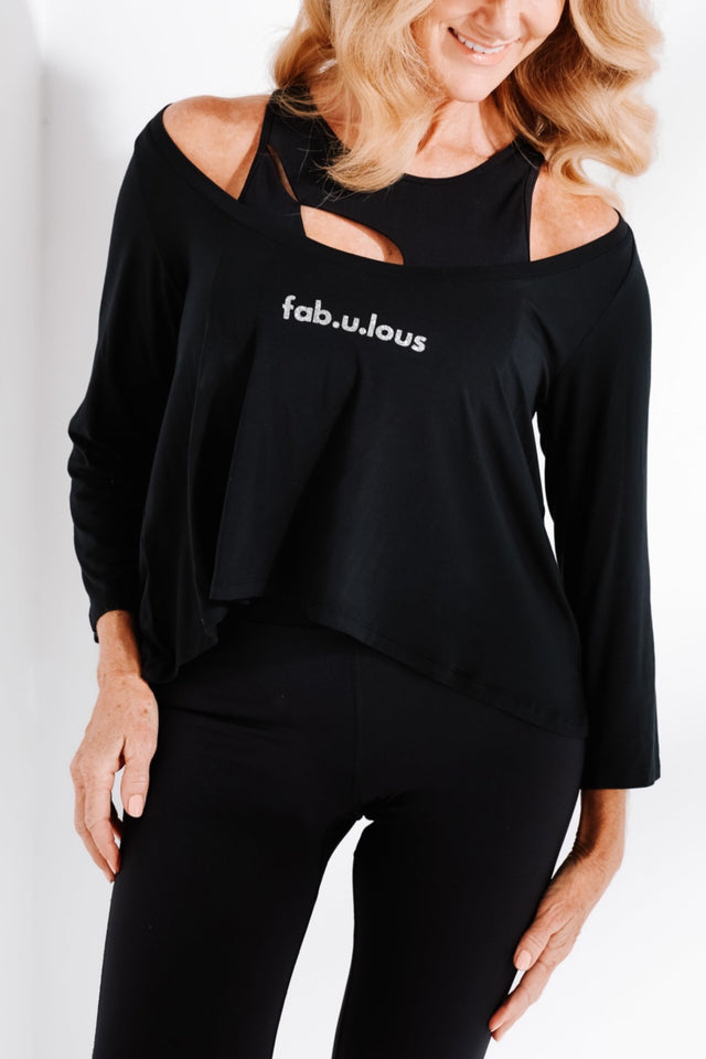 Fabulous Basics Black/Silver Fabulous Modal Long Sleeve Top