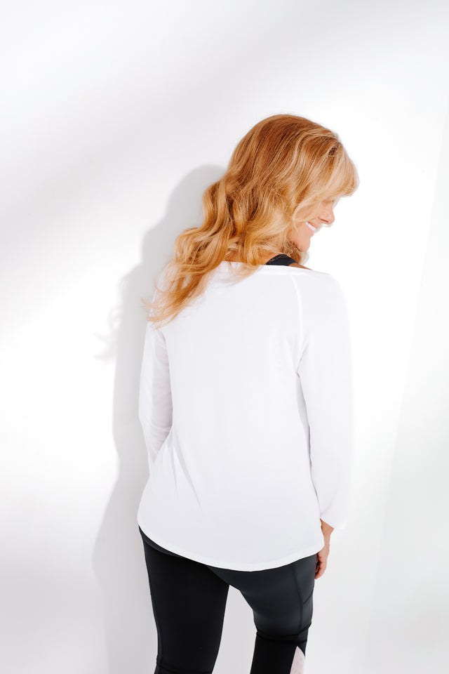 Fabulous Basics White Modal Long Sleeve Top