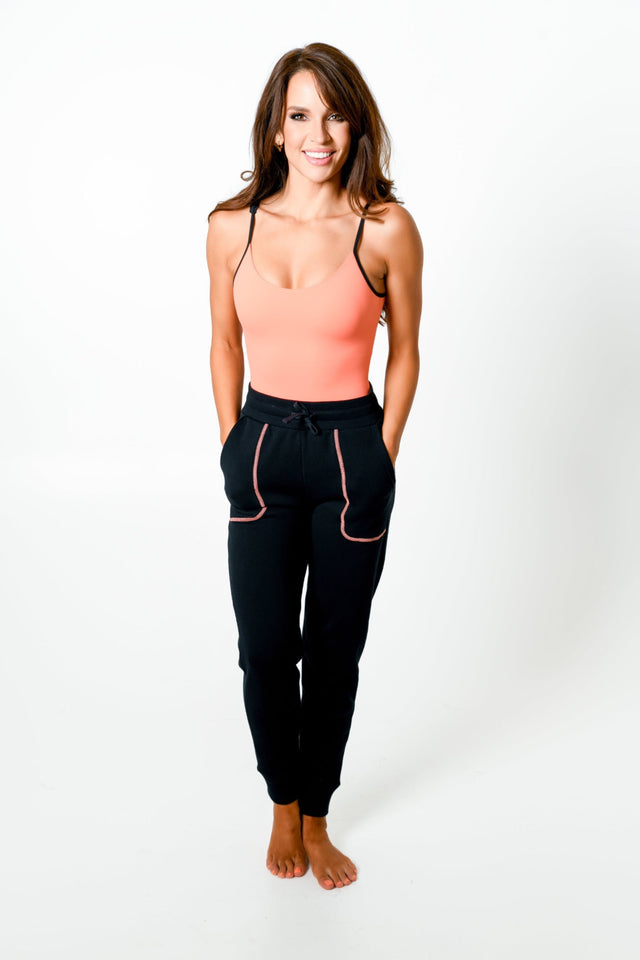 Black/Coral Sweat Jogger - SewSewYou