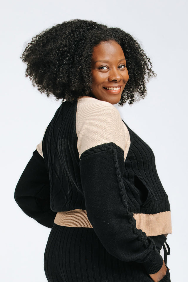 Black/Cream Lounge Cardigan - SewSewYou