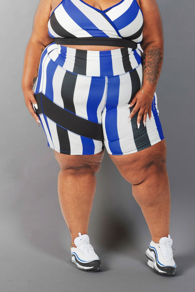 Daquana SS21 Blue Stripes Shorts - SewSewYou