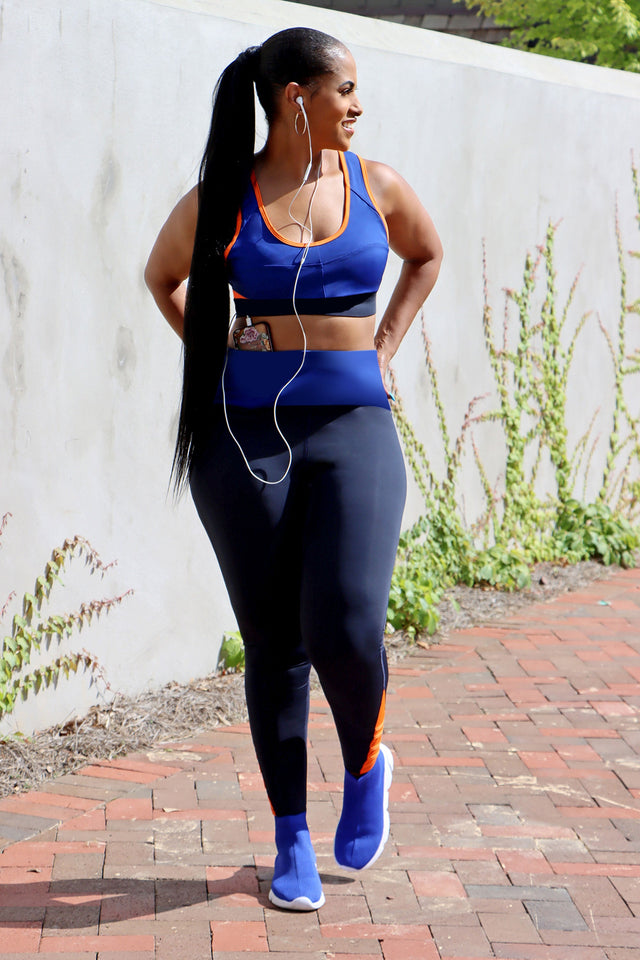 Elements Leggings - Legend Blue + Orange - SewSewYou