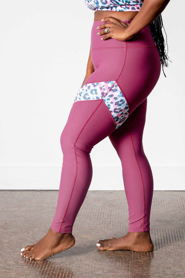 GFix Active Freedom SS22 Berry Leggings w/ Printed Leg Panel - SewSewYou