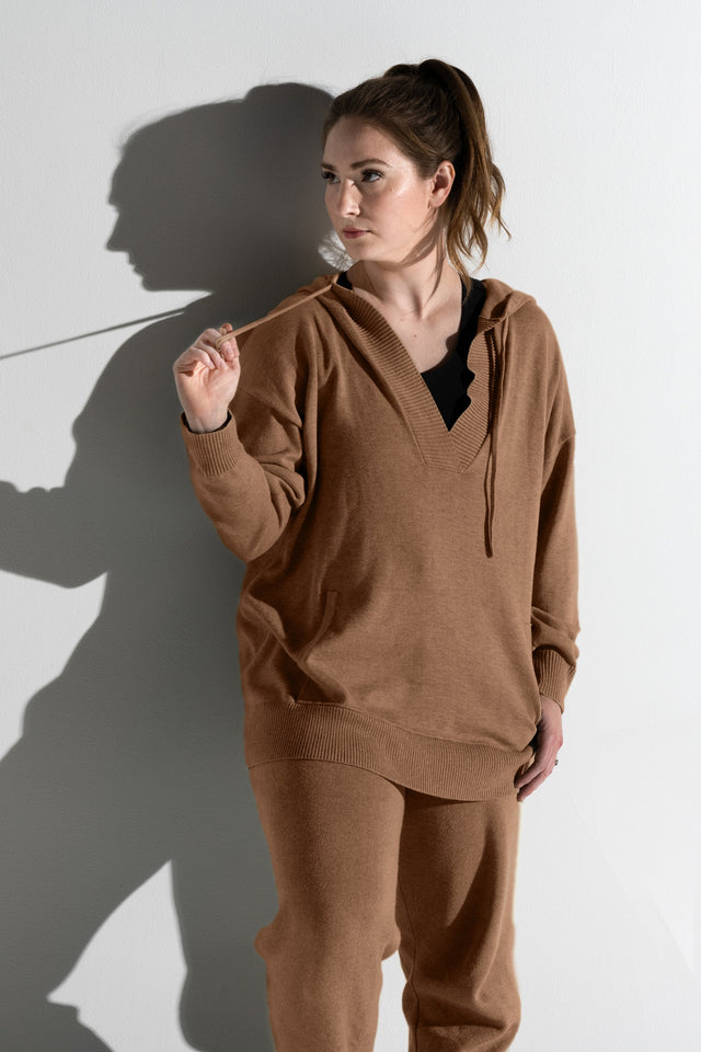 honestlyautumn Knitwear AW22 Brown Lounge Hoodie - SewSewYou