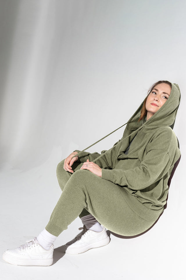 honestlyautumn Knitwear AW22 Muted Green Lounge Hoodie - SewSewYou