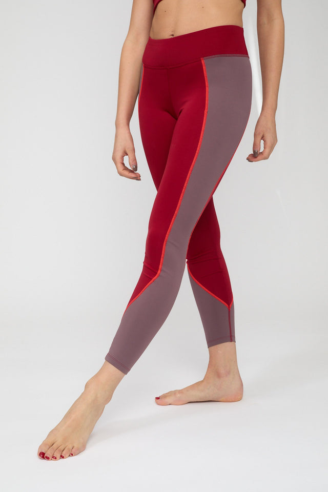 Impulse Collection Burgundy Curved Side Panel Leggings - SewSewYou