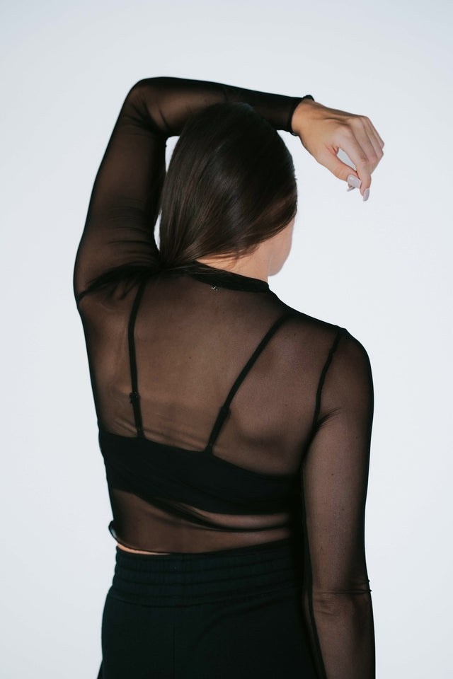 Kortni's Fall Collection AW22 Black Long Sleeve Mesh Top - SewSewYou