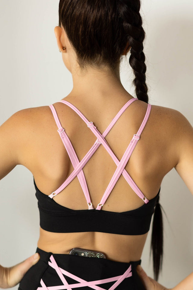 tWinning w/ Dawn & Cher AW22 Black+Pink Sports Bra - SewSewYou