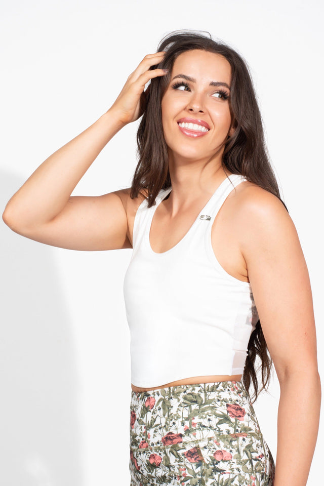 White Cropped Fitted Tank - SewSewYou